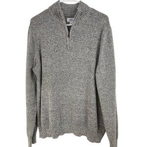 Croft & Barrow Mens  1/4 Zip Knit Sweater L Gray RY10394 Cotton Pullover GUC